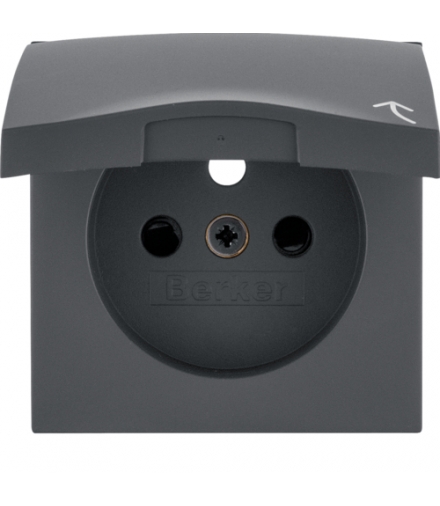 Płytka czołowa do gniazd z pokrywą z przesłonami styków antracyt mat