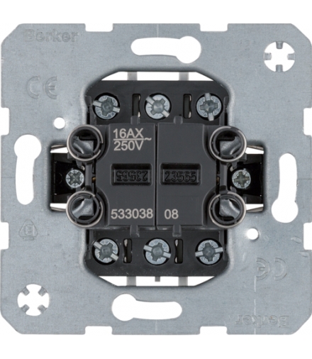 Łącznik 2-klawiszowy 2-kr uniwersalny (schodowy), mechanizm, zaciski śrubowe one.platform
