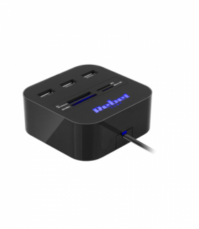 HUB USB 2.0 3 portowy z czytnikiem kart pamięci Rebel LEC-KOM1020