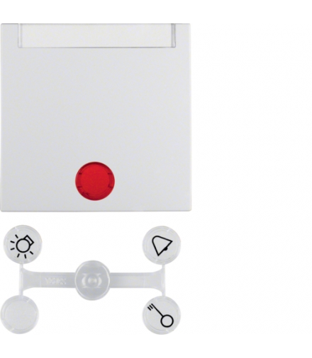 Klawisz z 5 dołączonymi soczewkami z polem opisowym do łączników 1-klawiszowych biały mat