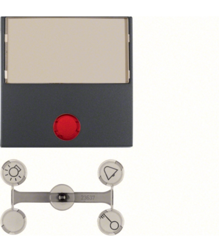 Klawisz z 5 dołączonymi soczewkami z dużym polem opisowym do łączników 1-klawiszowych antracyt mat