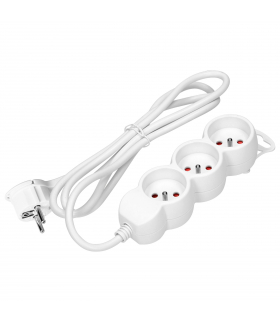 Przedłużacz 3-krotny 2P+Z, 1,5m H05VV-F 3x1,5mm2 , Imax 16A, płaska wtyczka, biały Orno ES-4/W/1,5