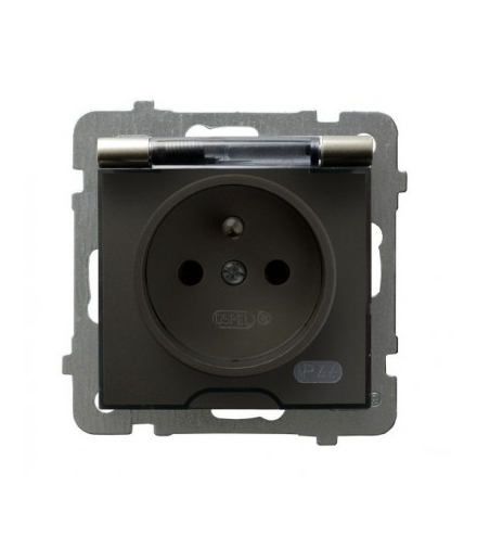 AS GPH-1GZ/m/45/d Gniazdo bryzgoszczelne z uziemieniem IP-44 wieczko przezroczyste, SATYNA LIGHT