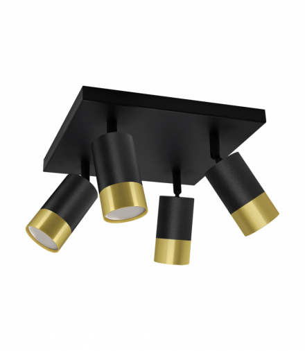 Oprawa ścienno-sufitowa PUZON SPT GU10 4D BLACK/GOLDEN czarny/złoty Struhm 04282
