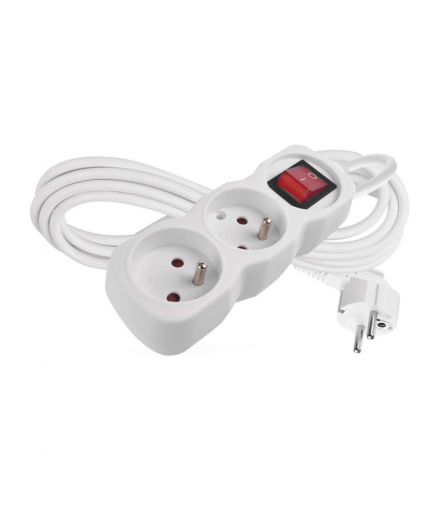 Przedłużacz 3 m 2 gniazda z wyłącznikiem biały PVC 1 mm2 EMOS P1213