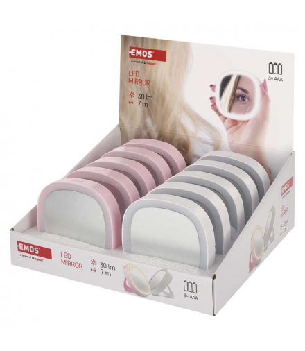 Kieszonkowe lusterko kosmetyczne z oświetleniem LED, 10 szt., display box EMOS P4718