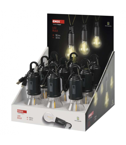 Ładowalna żarówka LED 90 lm, 9 szt display box EMOS P4719