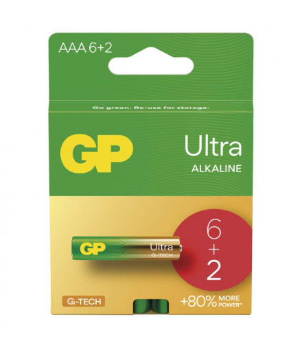 GP Bateria alkaliczna ULTRA AAA (LR03) 6+2PP GP B02118