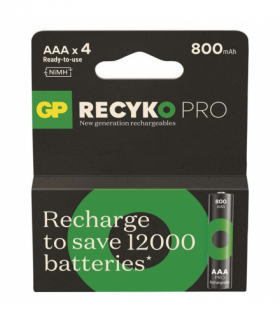 GP Akumulatorek ReCyko Pro AAA (HR03), 1.2V, 800mAh, 4PP *MPP GP B26184