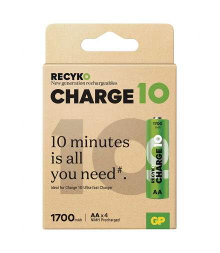 GP Akumulatorek ReCyko Charge 10 AA (HR6), 1.2V, 1700mAh, 4PP*MPP GP B24294