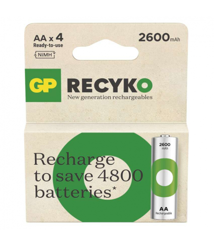 GP Akumulatorek ReCyko 2600 AA (HR6), 1.2V, 2600mAh, 4PP *MPP GP B25274