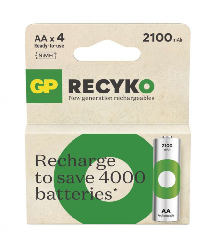 GP Akumulatorek ReCyko 2100 AA (HR6), 1.2V, 2100mAh, 4PP *MPP GP B25214