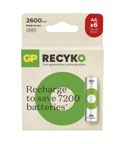 GP Akumulatorek ReCyko 2600 AA (HR6), 1.2V, 2600mAh, 4+2PP *MPP GP B25276