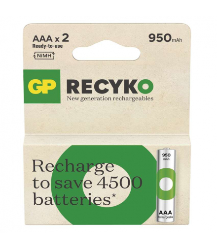 GP Akumulatorek ReCyko 950 AAA (HR03), 1.2V, 950mAh, 2PP *MPP GP B25112