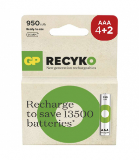 GP Akumulatorek ReCyko 950 AAA (HR03), 1.2V, 950mAh, 4+2PP *MPP GP B25116