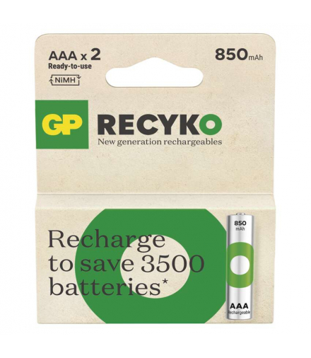 GP Akumulatorek ReCyko 850 AAA (HR03), 1.2V, 850mAh, 2PP *MPP GP B25182