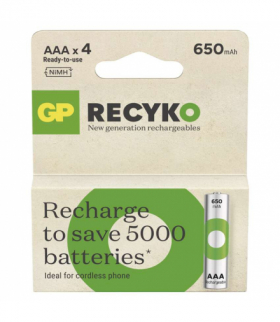 GP Akumulatorek ReCyko 650mAh AAA (HR03), 1.2V, 650mAh, 4PP *MPP GP B25164