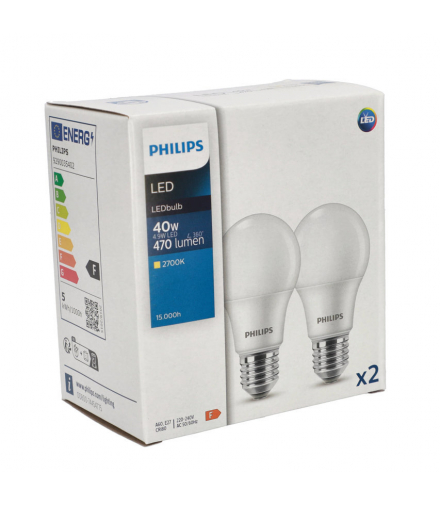 Żarówka LEDbulb 4.9W 40W A60 E27 barwa ciepła 2-pak PHILIPS