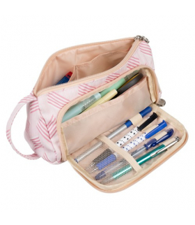 Piórnik Szkolny Dwukomorowy Rozkładany Saszetka Podwójny Różowy dla Dzieci MAALEO 00024508