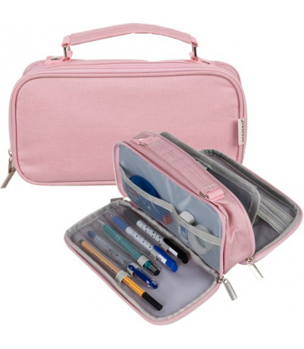 Piórnik rozkładany podwójny różowy Maaleo 24517 00024517