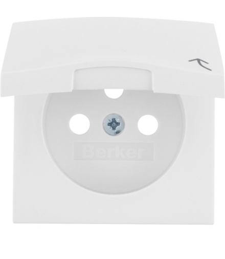 B.Kwadrat Płytka czołowa do gniazda z uziemieniem z pokrywą, biały, połysk Berker 3965898999