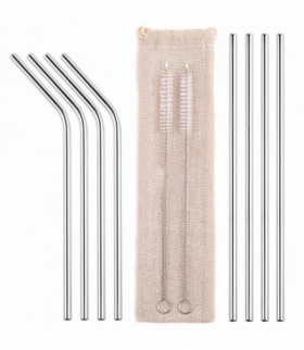 Metalowe słomki kpl 10 el. silver ATL AG371A