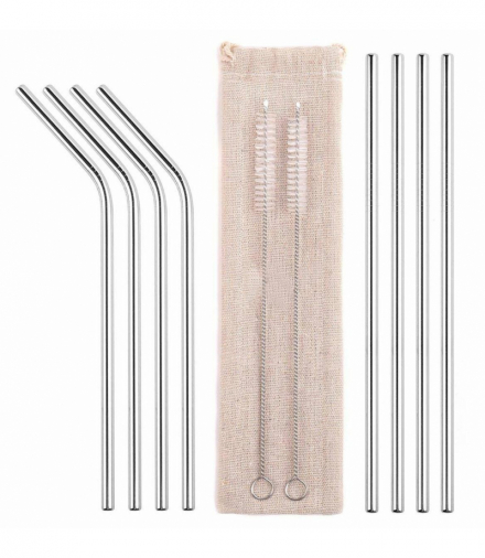 Metalowe słomki kpl 10 el. silver ATL AG371A