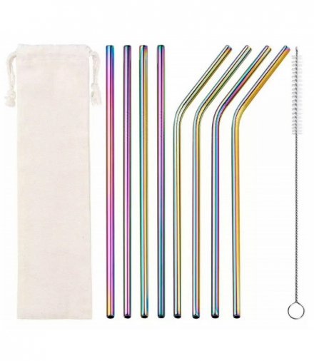 Metalowe słomki 10 el. rainbow ATL AG371B