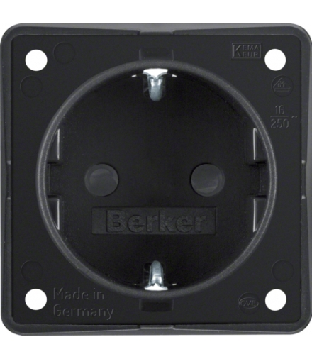 Integro Flow Gniazdo SCHUKO z podwyższona ochroną styków, czarny, mat Berker 947792503