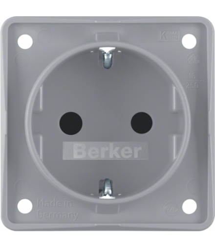 Integro Flow Gniazdo SCHUKO z podwyższona ochroną styków, szary, mat Berker 947792506