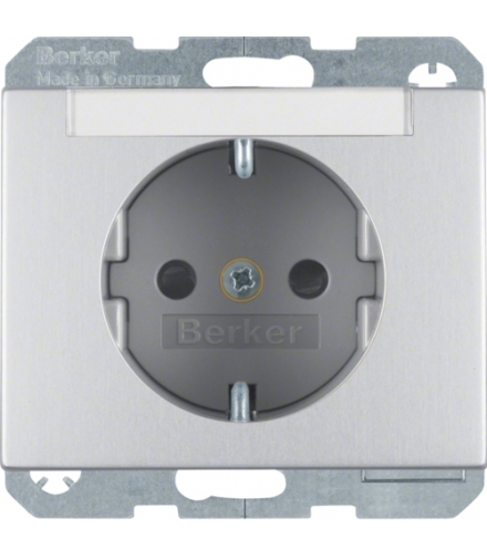 K.5 Gniazdo SCHUKO z polem opisowym, alu Berker 47387003