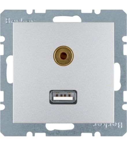 B.Kwadrat/B.7 Gniazdo USB/3,5mm audio, alu, mat Berker 3315391404