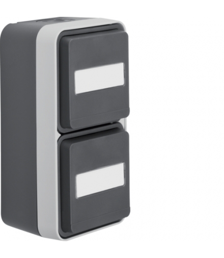 W.1 Gniazdo SCHUKO 2P+Z 2-kr pionowe z polem opisowym, kompletne, IP55, szary Berker 47703535