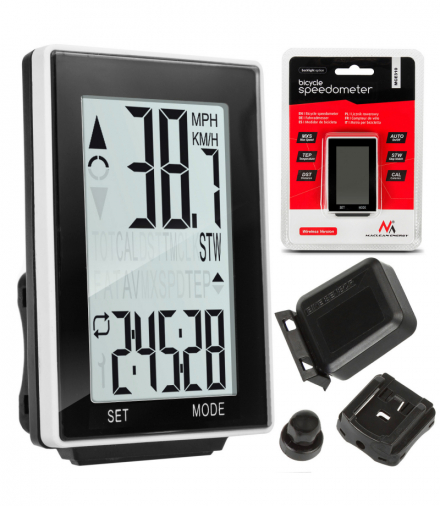 Licznik rowerowy Maclean, Bezprzewodowy, Czytelny wyświetlacz z podświetleniem, 16w1, MCE310 Maclean CEN-66612