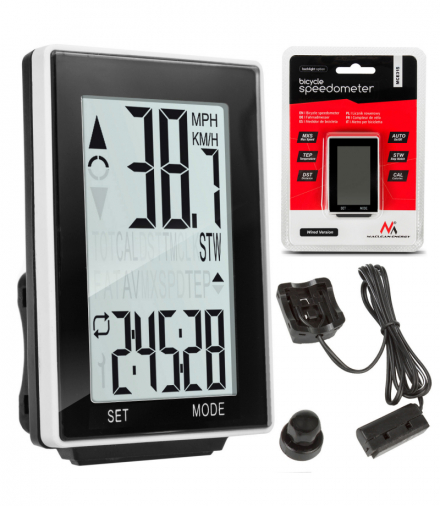 Licznik rowerowy przewodowy Maclean, czytelny wyświetlacz z podświetleniem, 16w1, MCE315 Maclean CEN-66613
