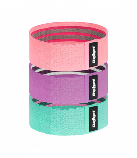 Zestaw gum do ćwiczeń materiałowy, Mini Band M, 27-55 kg, 3 gumy materiałowe, REBEL ACTIVE Rebel LEC-RBA-3003
