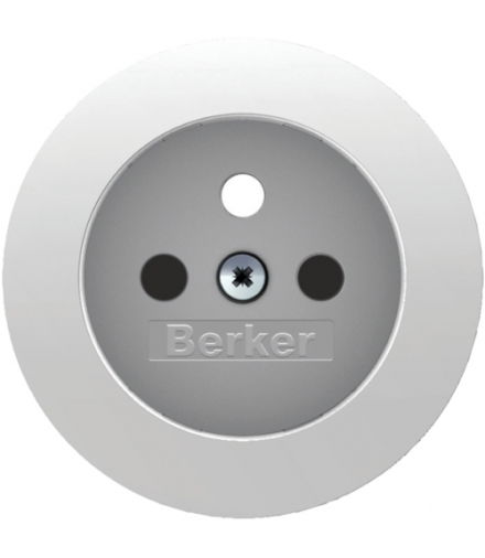R.1/R.3 Płytka czołowa z przysłonami styków do gniazda z uziemieniem, biały, połysk Berker 3965762089