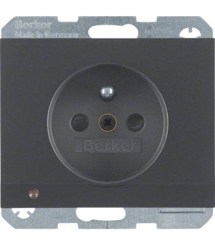 K.1 Gniazdo z uziemieniem i podświetleniem orientacyjnym LED, antracyt, mat Berker 6765107006