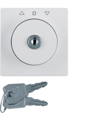 Q.x Płytka czołowa z zamkiem do łącznika żaluzjowego na klucz, biały, aksamit Berker 10836089