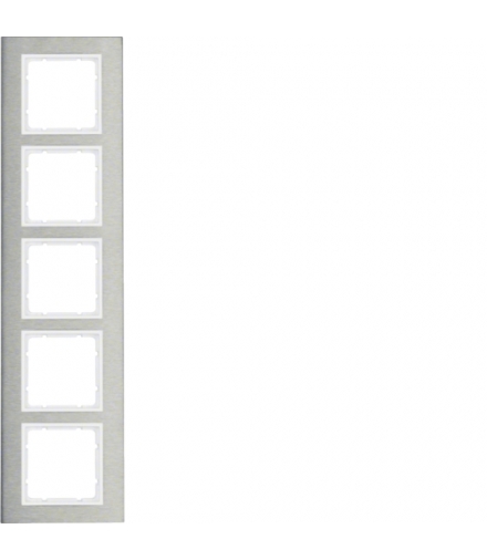 B.7 Ramka 5-krotna pionowa, stal szlachetna/biały mat Berker 10153609