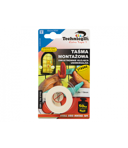 Taśma montażowa dwustronna 1,5m/19mm technicqll Blow 91-456