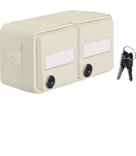 W.1 Gniazdo SCHUKO 2P+Z na klucz z polem opisowym, 2-kr, kompletne, IP55, biały Berker 47893522