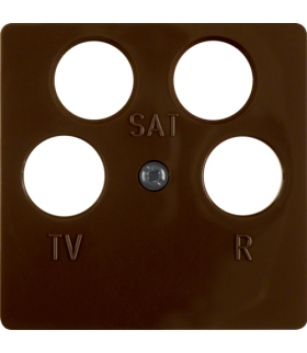 System płytek centralnych Płytka centralna do gniazda antenowego 4-wyjściowego, brązowy Berker 148401