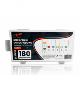 Zestaw bezpiecznikow samochodowych MICRO MINI 5/10/15/20/25/30A 180szt. BOX LXZE14