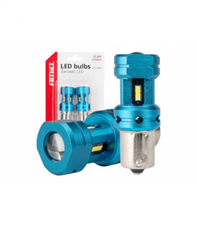 LED AMIO CANBUS 1156 BA15S R10W R5W 1156 (P21W) White 12V/24V komplet 2szt LX04252