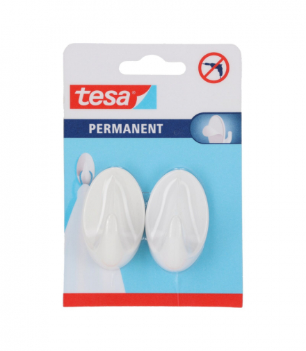Haczyki permanentne 2 szt. "l", owalne, białe Tesa H6660300