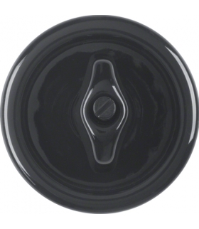 Serie 1930 Płytka czołowa z pokrętłem do łącznika obrotowego, porcelana Rosenthal, czarny, połysk Berker 164765