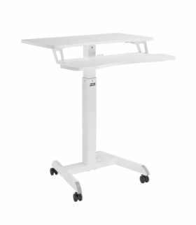 Mobilna stacja robocza z regulacją wysokości i podwójną platformą Ergo Office, do pracy w pozycji stojącej, biała max. 8kg, max Ergo Office CEN-74683