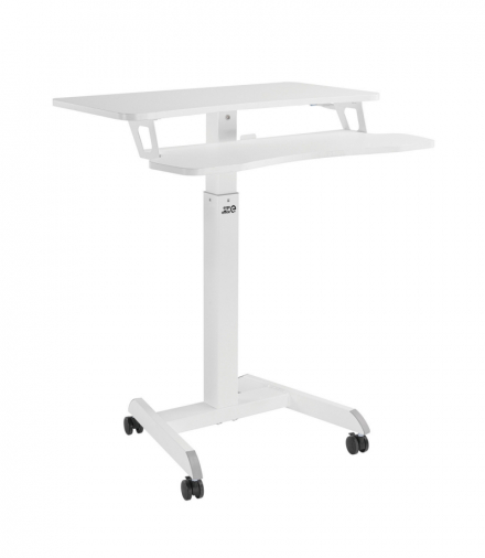 Mobilna stacja robocza z regulacją wysokości i podwójną platformą Ergo Office, do pracy w pozycji stojącej, biała max. 8kg, max Ergo Office CEN-74683
