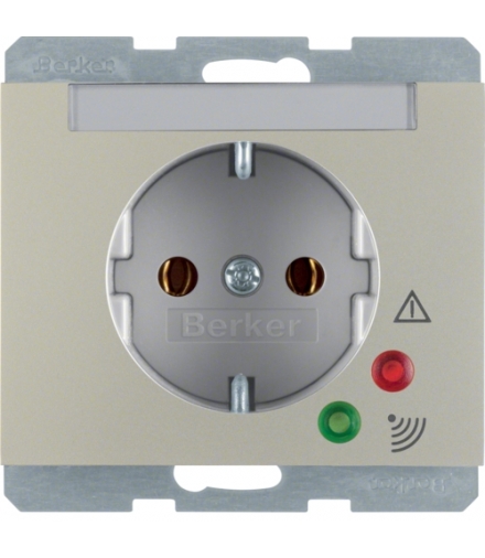 K.5 Gniazdo SCHUKO z ochroną przepięciową i polem opisowym, zaciski śrubowe, stal szlachetna, lakierowana Berker 41527104